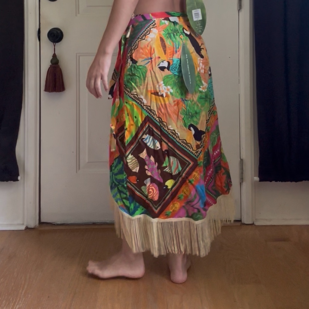 Farm Rio Fringe Wrap Skirt - Picture 7 of 9